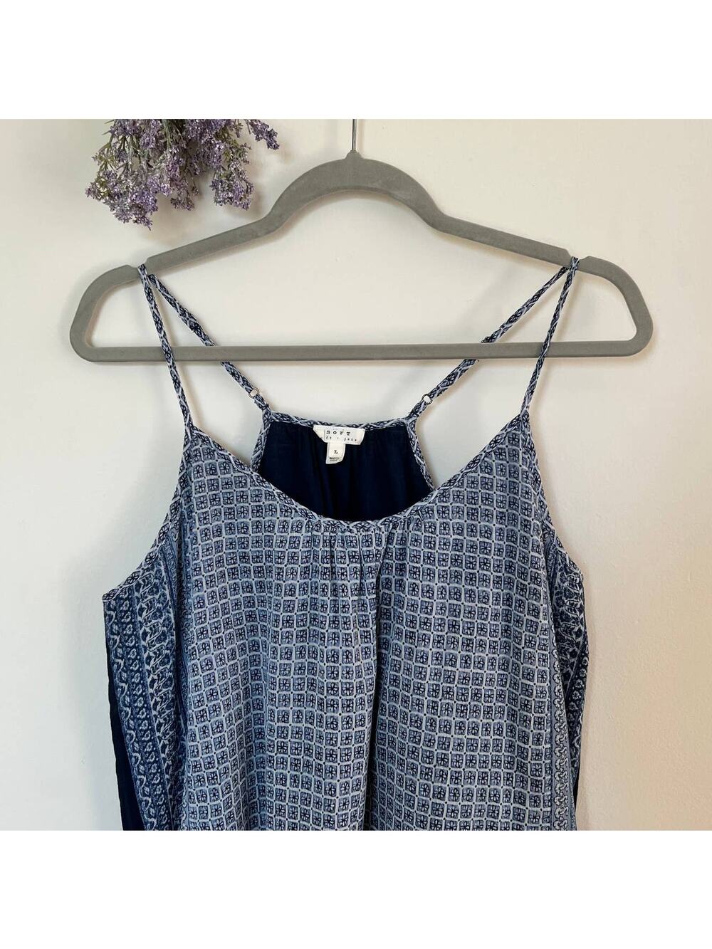 Soft Joie Blue Jorrel B Sleeveless 100% Cotton Floral Print Dress Size: Large